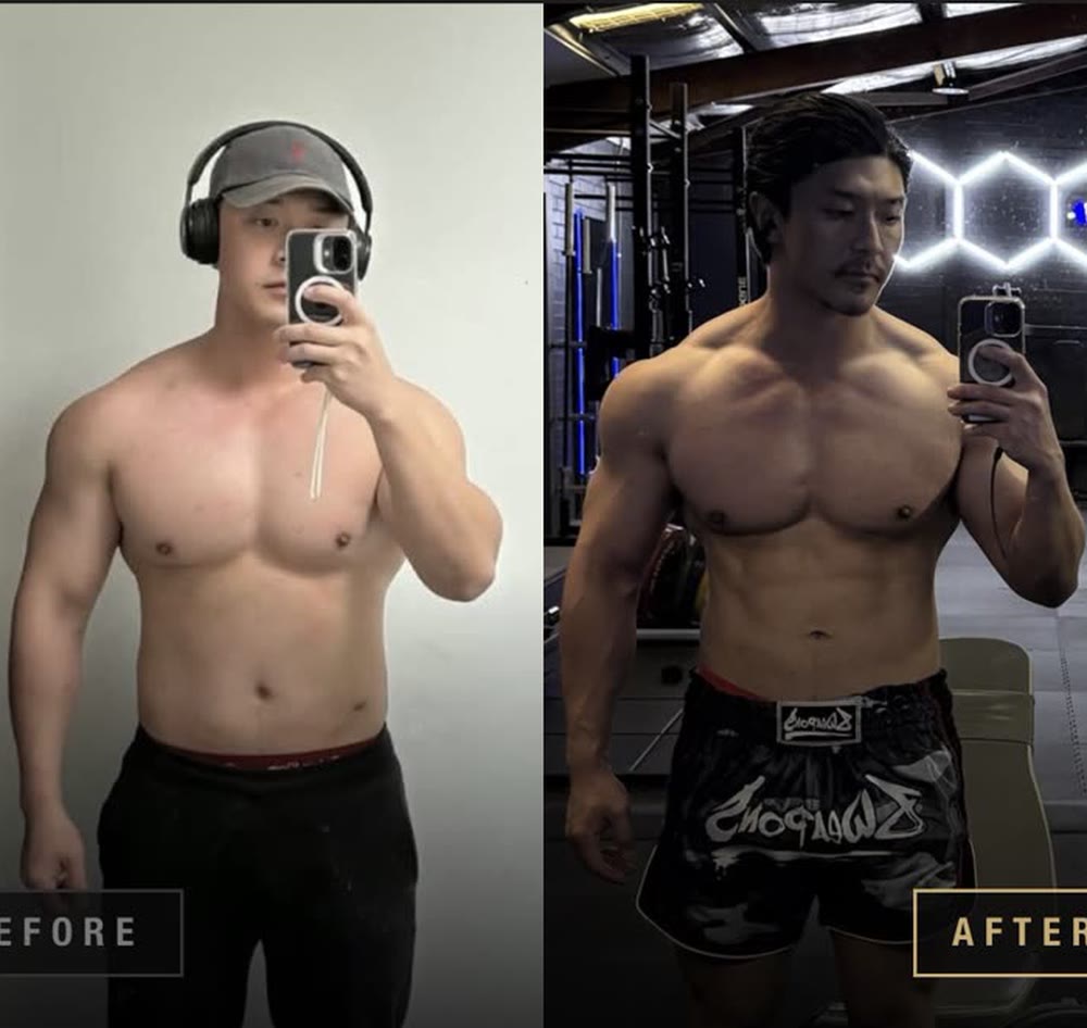 Justin, before and after over 6 months