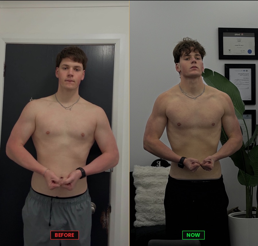 Lucas, before and after over 12 weeks
